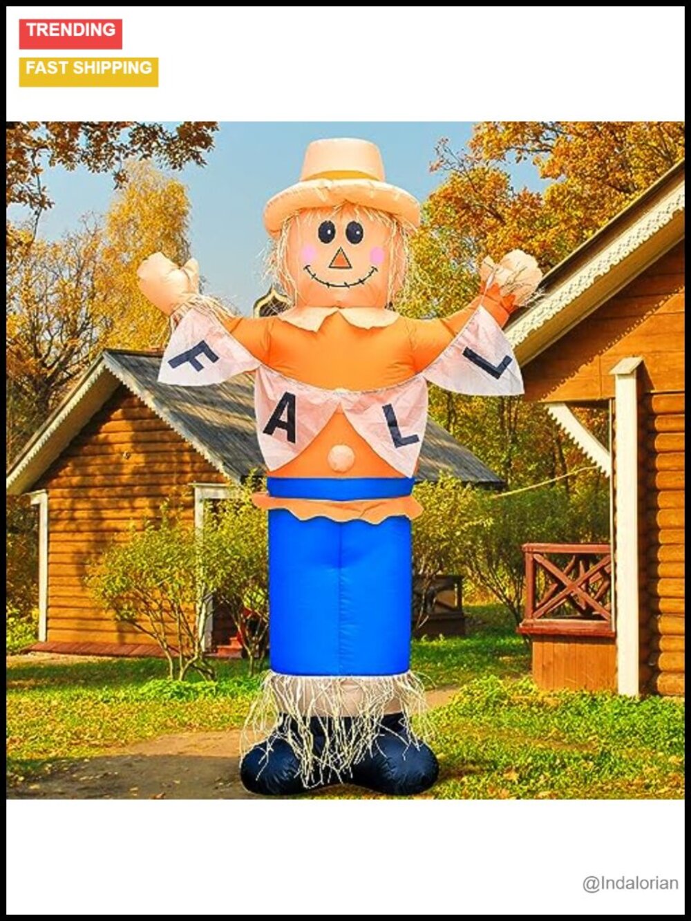 6FT Thanksgiving Scarecrow Inflatable Outdoor Yard Decoration LED Lighted Fall